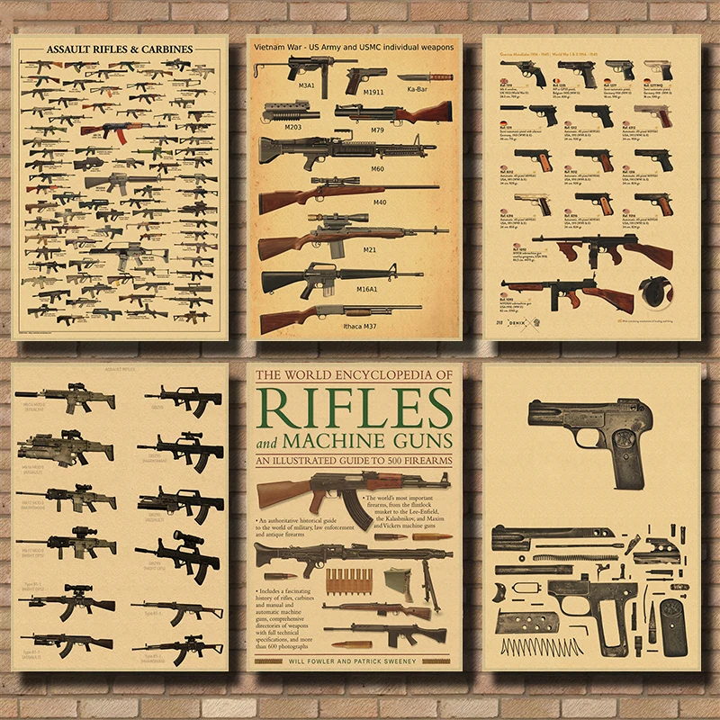 Vintage Weapon Gun Poster Prints Military Fans Rifle Home Room Club Art Wall Decor Machine Gun Retro Painting Nostalgic Printing
Vintage Weapon Gun Poster Prints Military Fans Rifle Home Room Club Art Wall Decor Machine Gun Retro Painting Nostalgic Printing