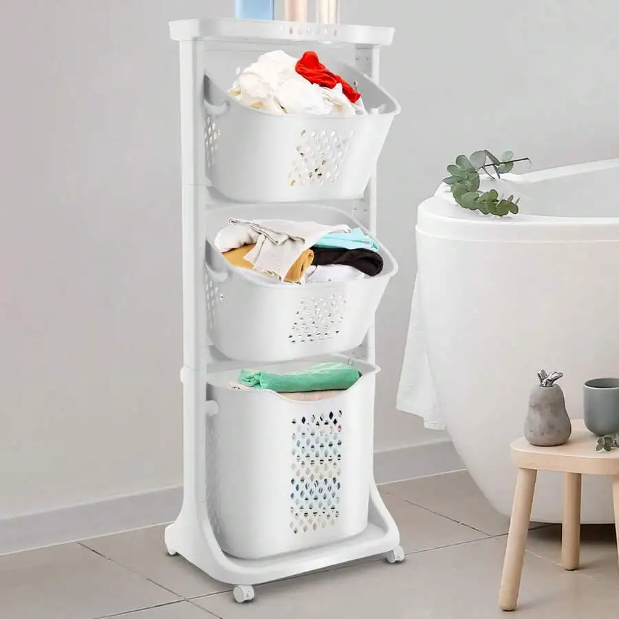 Laundry Basket With Wheels, 360° Rolling Laundry Hamper Storage Basket,3 Tier Dirty Clothes Sorter Organizer
Laundry Basket With Wheels, 360° Rolling Laundry Hamper Storage Basket,3 Tier Dirty Clothes Sorter Organizer
