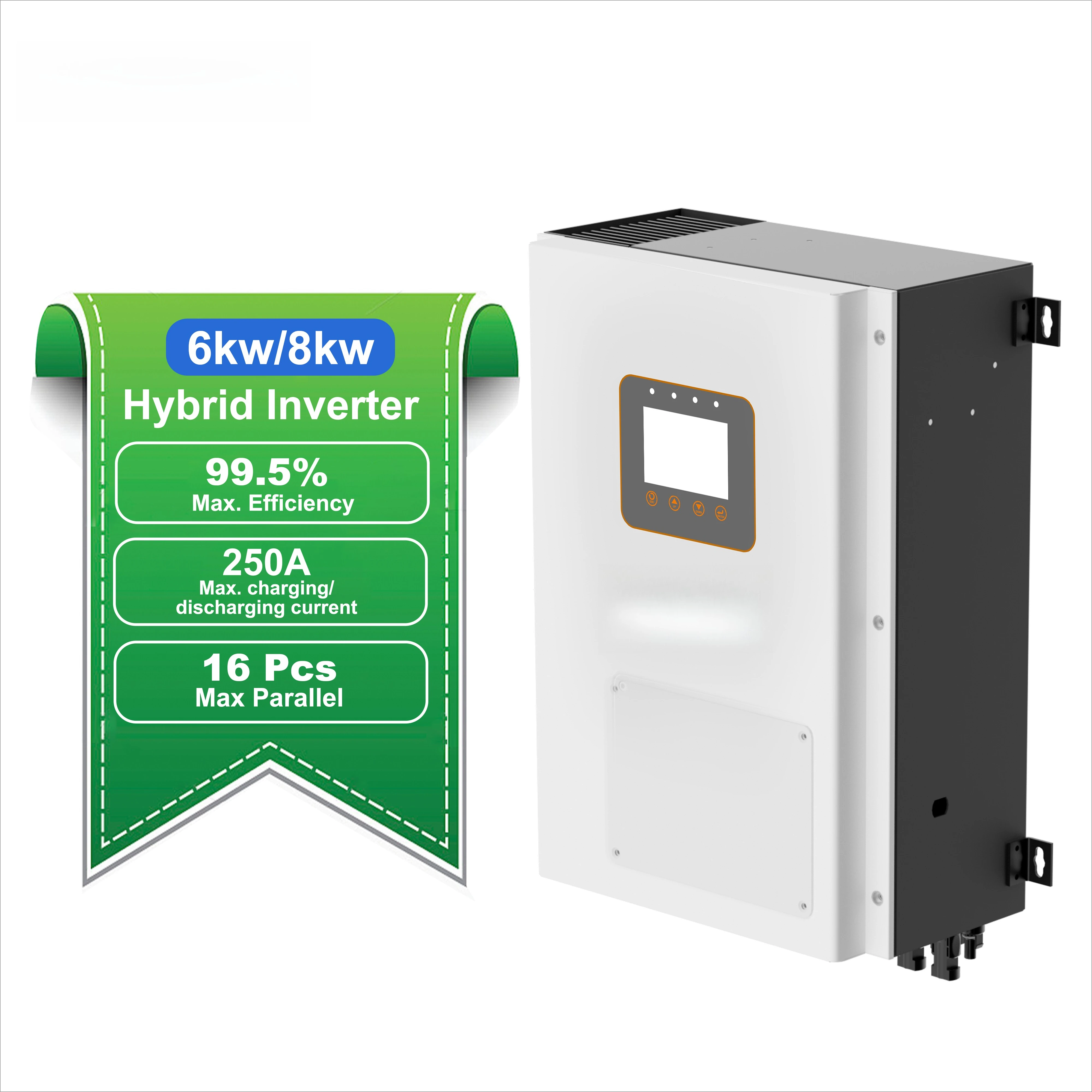 Best Seller 6KW 6000W Hybrid Inverter Pure Sine Wave Single-phase Solar Inverter 48V 220V/230V Parallel Function Solar Inverter
Best Seller 6KW 6000W Hybrid Inverter Pure Sine Wave Single-phase Solar Inverter 48V 220V/230V Parallel Function Solar Inverter