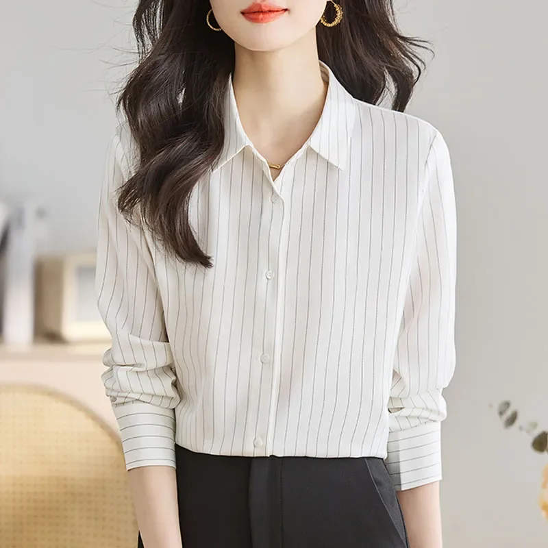 Fashion Long Sleeve Turn Down Collar Women Shirt Striped Shirt Blouse Women Tops Blouses Shirts Blusas Para Mujer Camisas N232
Fashion Long Sleeve Turn Down Collar Women Shirt Striped Shirt Blouse Women Tops Blouses Shirts Blusas Para Mujer Camisas N232