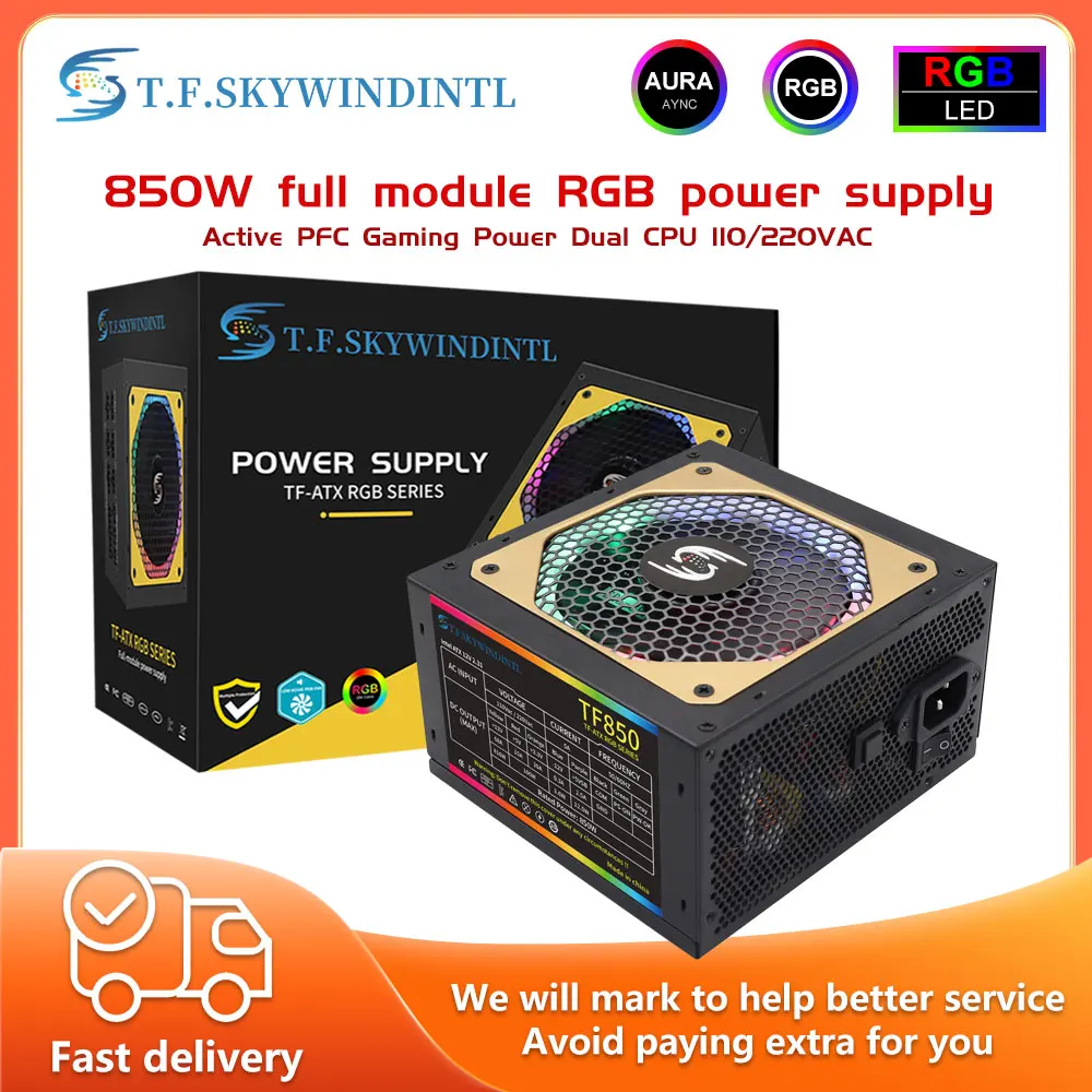 850W PC PSU Power Supply Gaming Quiet 120mm RGB Fan With RGB control switch ATX Desktop Computer Power Supply
850W PC PSU Power Supply Gaming Quiet 120mm RGB Fan With RGB control switch ATX Desktop Computer Power Supply