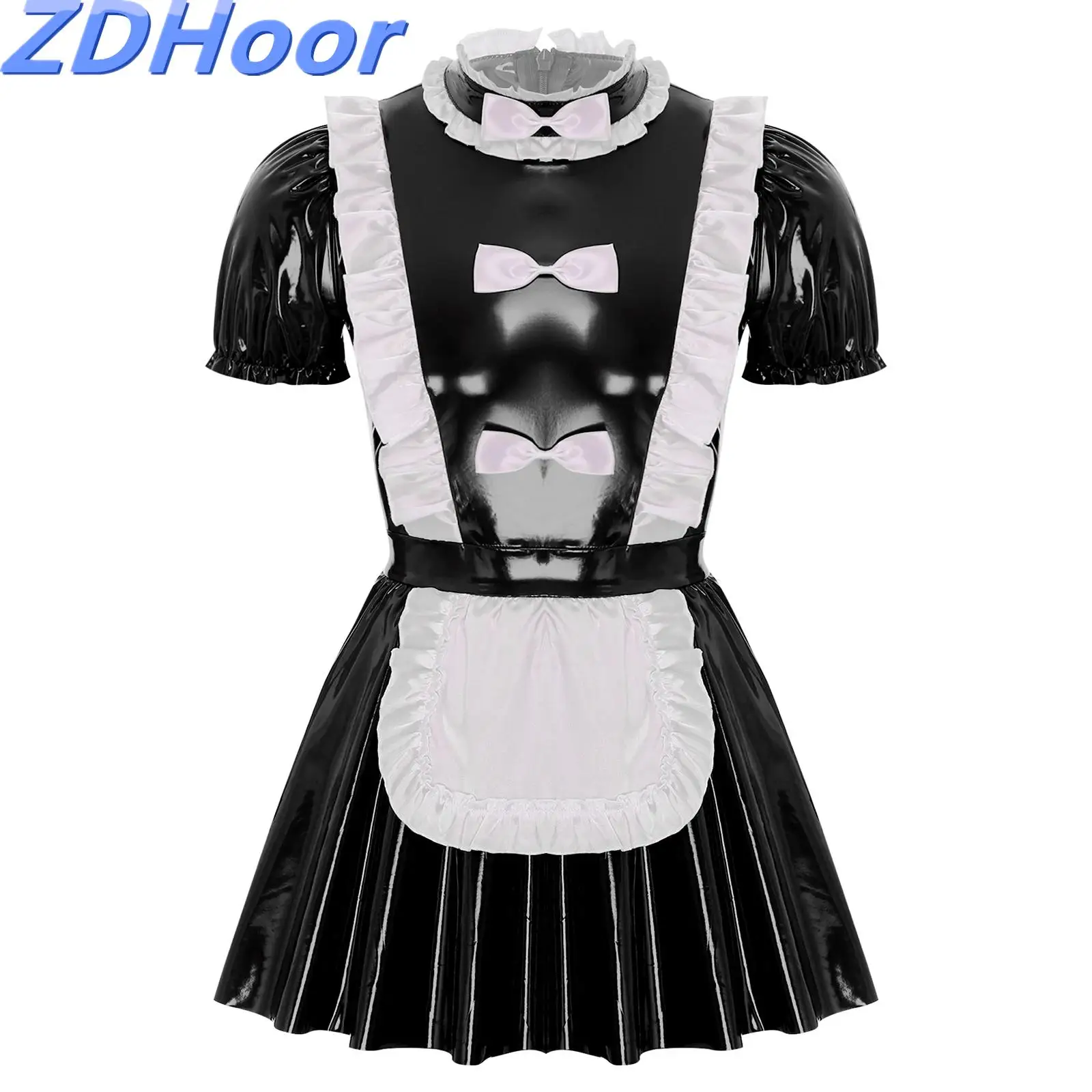 Men Sissy Maid Dress Ruffles Trims Bow Apron Puff Sleeve A-Line Dress Naughty Maid Uniform Glossy Patent Leather Clubwear
Men Sissy Maid Dress Ruffles Trims Bow Apron Puff Sleeve A-Line Dress Naughty Maid Uniform Glossy Patent Leather Clubwear