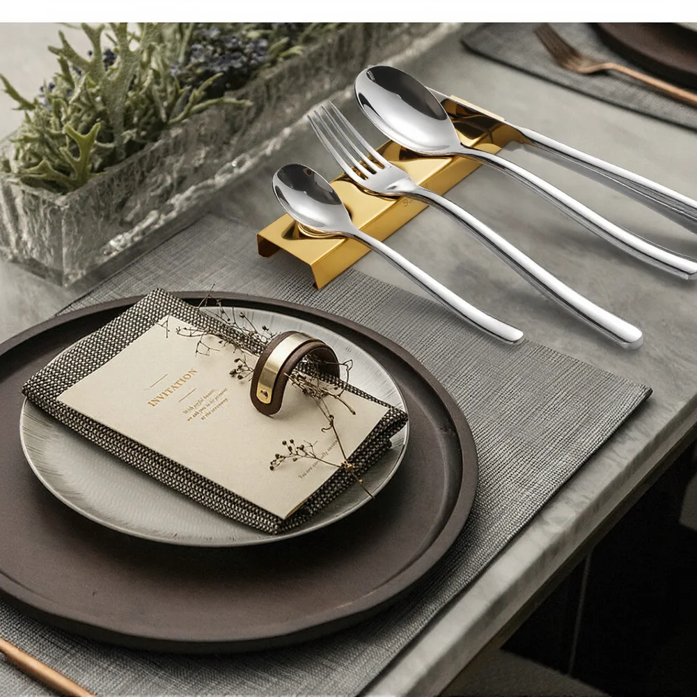 Cutlery Rests Stand Stainless Steel Tableware Rest Holder 6 Set Restaurant Hote Rust-proof Spoon Rack Non-slip Fork Stand