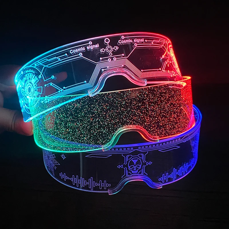 Fashion Colorful Luminous Neon LED Light Up Glasses Futuristic Flashing Electronic Visor Glasses For Nightclub DJ Party Décor
Fashion Colorful Luminous Neon LED Light Up Glasses Futuristic Flashing Electronic Visor Glasses For Nightclub DJ Party Décor