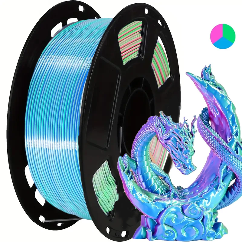 Нить для 3D-принтера, трехцветная шелковая нить PLA 1,75 мм, нить для 3D-печати, как радужная нить, 250 г/0,55 фунтов
Нить для 3D-принтера, трехцветная шелковая нить PLA 1,75 мм, нить для 3D-печати, как радужная нить, 250 г/0,55 фунтов