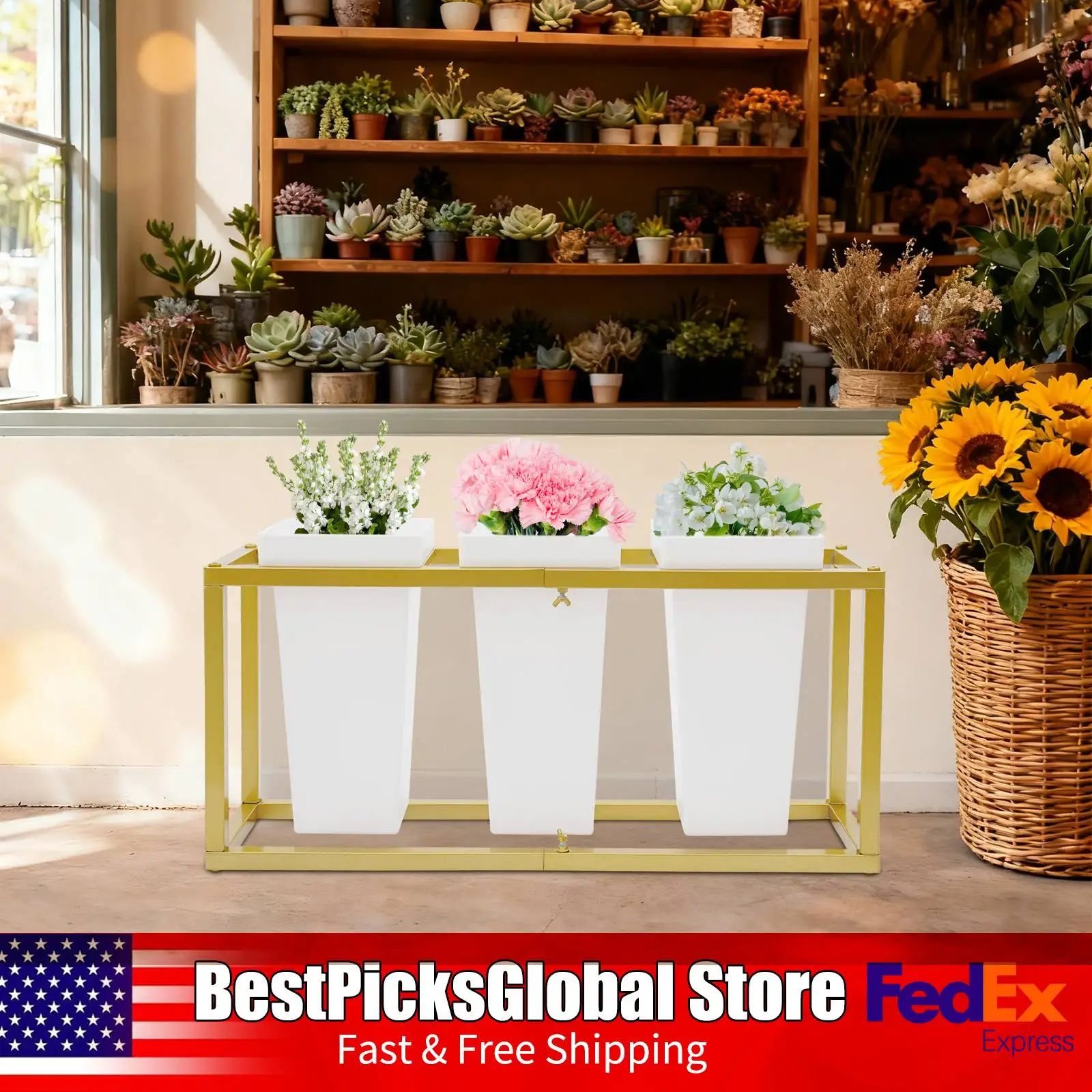 Metal Flower Display Stand with 3 Flower Buckets Heavy Duty Plant Holder for Fresh Flower Shop, Balconies, Courtyards, Gardens
Metal Flower Display Stand with 3 Flower Buckets Heavy Duty Plant Holder for Fresh Flower Shop, Balconies, Courtyards, Gardens