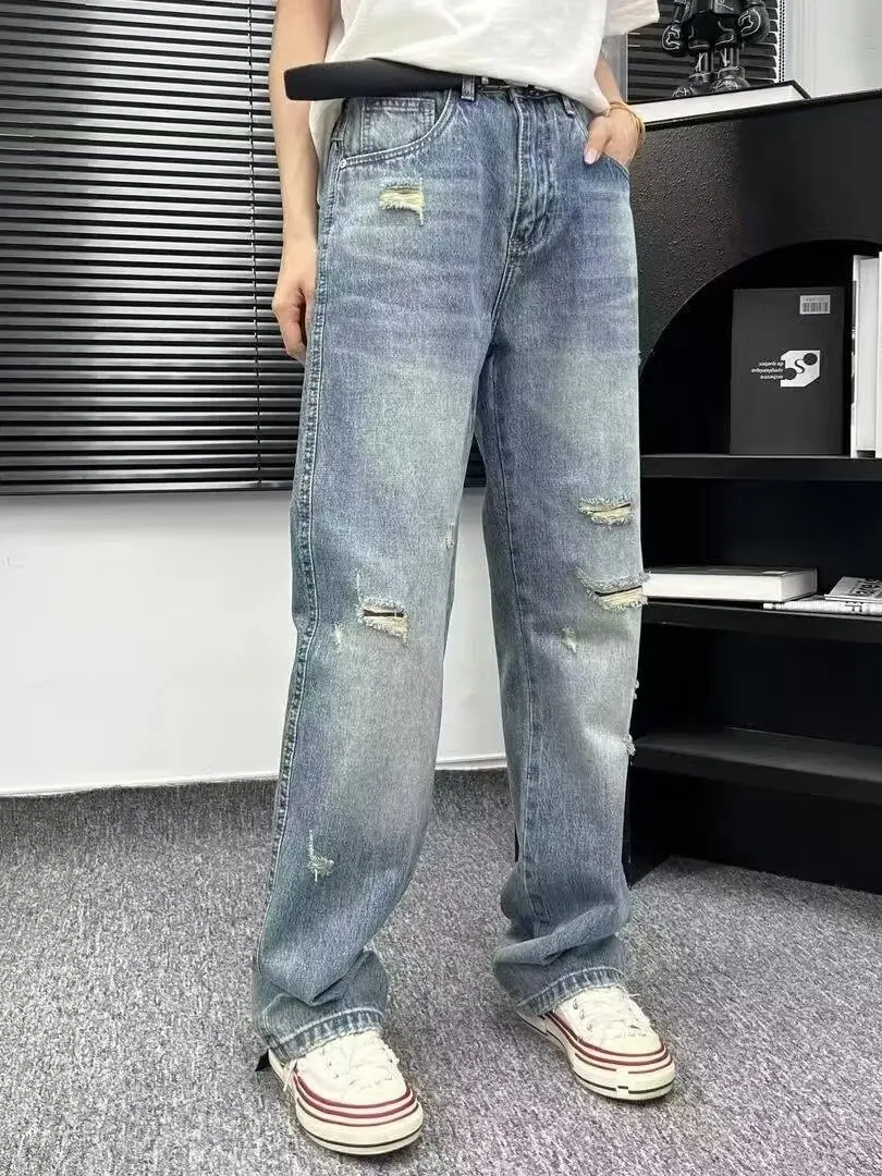 Ripped Straight Leg Jeans Men's Summer Thin American Loose High Street Trendy Vintage Casual Straight Long Pants
Ripped Straight Leg Jeans Men's Summer Thin American Loose High Street Trendy Vintage Casual Straight Long Pants