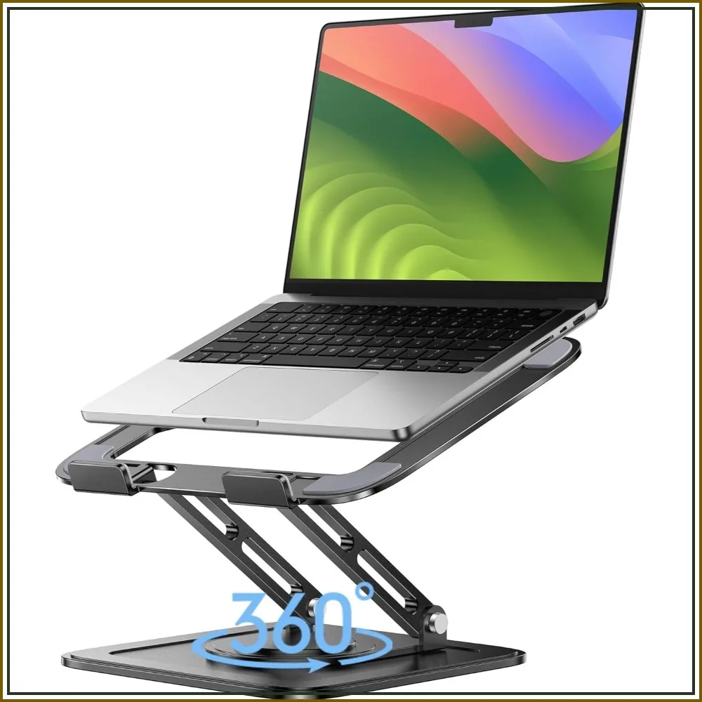 Adjustable Laptop Stand with 360 Rotating Base, Ergonomic Riser for Desk, Foldable Portable for MacBook Pro Air 10-16" - Black
Adjustable Laptop Stand with 360 Rotating Base, Ergonomic Riser for Desk, Foldable Portable for MacBook Pro Air 10-16" - Black