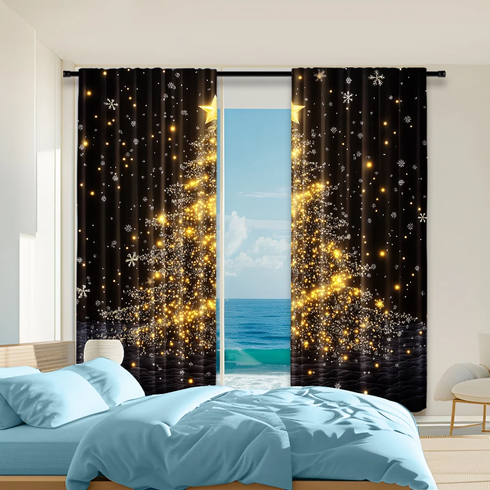 2Pcs Golden Christmas Tree Print Curtains Rod Hole Design For Easy Hanging Perfect For Living Room Bedroom Office Polyester Home
2Pcs Golden Christmas Tree Print Curtains Rod Hole Design For Easy Hanging Perfect For Living Room Bedroom Office Polyester Home