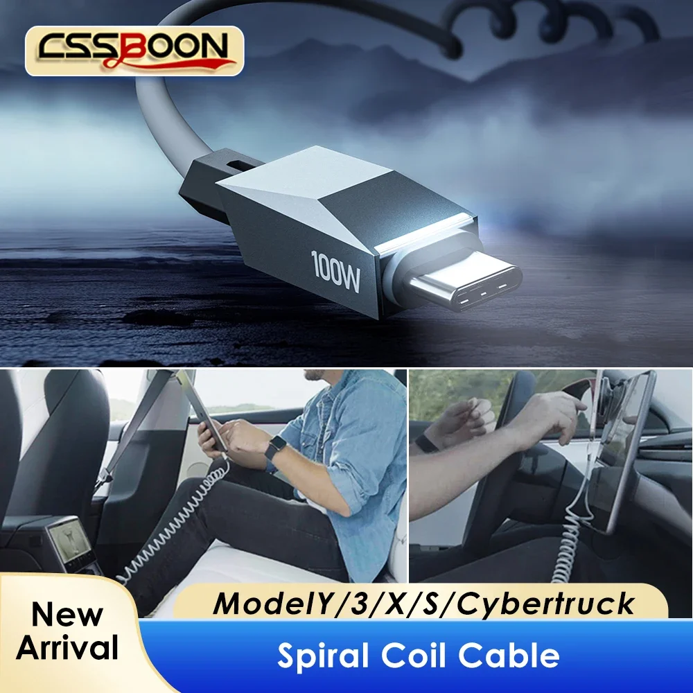 CSSBOON 100W Fast Charging Charger Cable For Tesla Model 3 Model Y X S Cyber Style 180CM Spiral Type-C Phone Charging Cable
CSSBOON 100W Fast Charging Charger Cable For Tesla Model 3 Model Y X S Cyber Style 180CM Spiral Type-C Phone Charging Cable