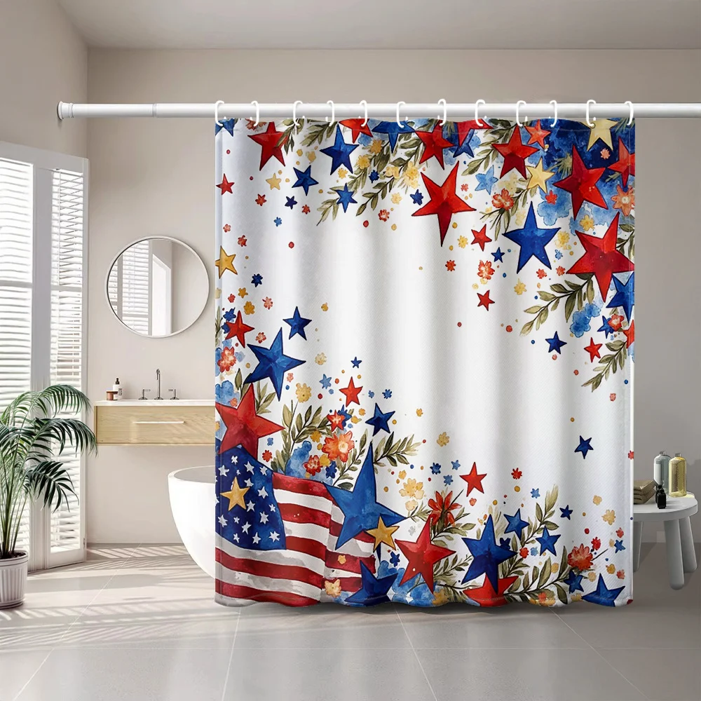 Patriotic American Independence Day Star Print Shower Curtain Minimalist Artistic Bathroom Decor with Plastic Hooks Machine
Patriotic American Independence Day Star Print Shower Curtain Minimalist Artistic Bathroom Decor with Plastic Hooks Machine