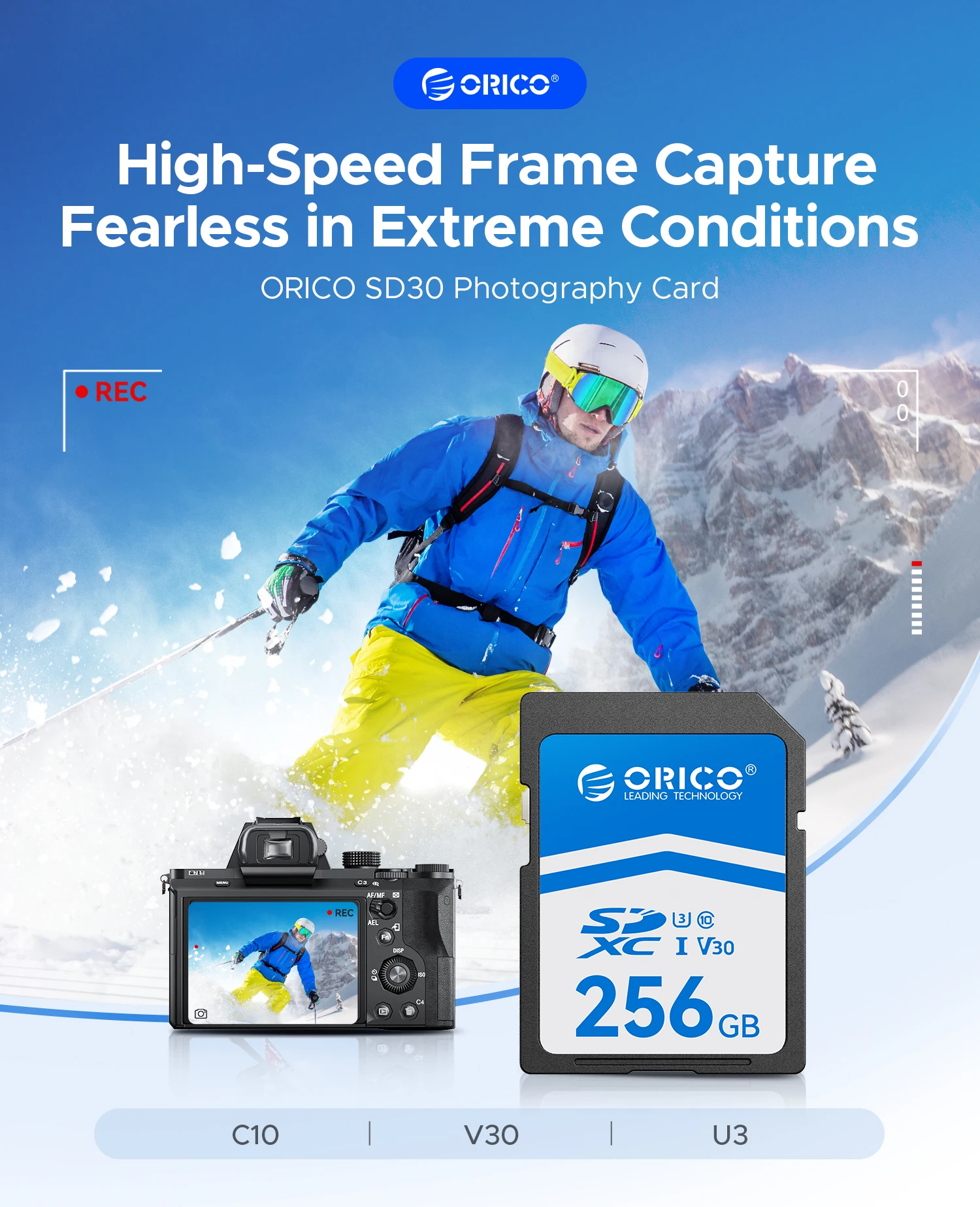 ORICO Extreme SDXC UHS-I Memory Card SD Card for Professional 4K Camera Pro Up to 90MB/s Speed 4K UHD Recoding, U3, Class10, V30
ORICO Extreme SDXC UHS-I Memory Card SD Card for Professional 4K Camera Pro Up to 90MB/s Speed 4K UHD Recoding, U3, Class10, V30