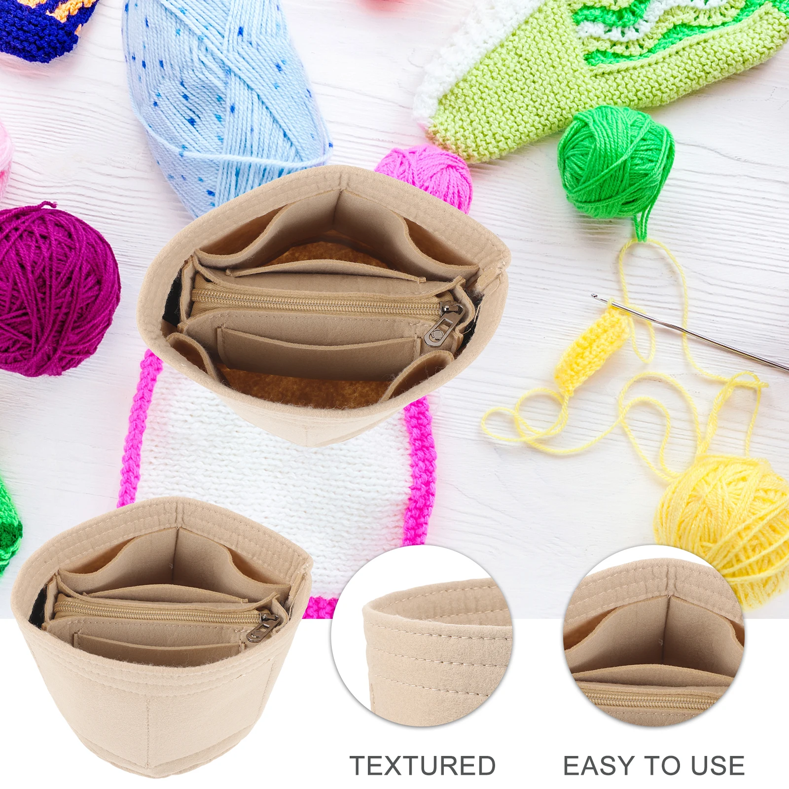 Makeup Bag Bucket Satchel Purse Insert Organizer Handbags Women Travel Large Capacity Felt Tote Bag Storage Solution
Makeup Bag Bucket Satchel Purse Insert Organizer Handbags Women Travel Large Capacity Felt Tote Bag Storage Solution