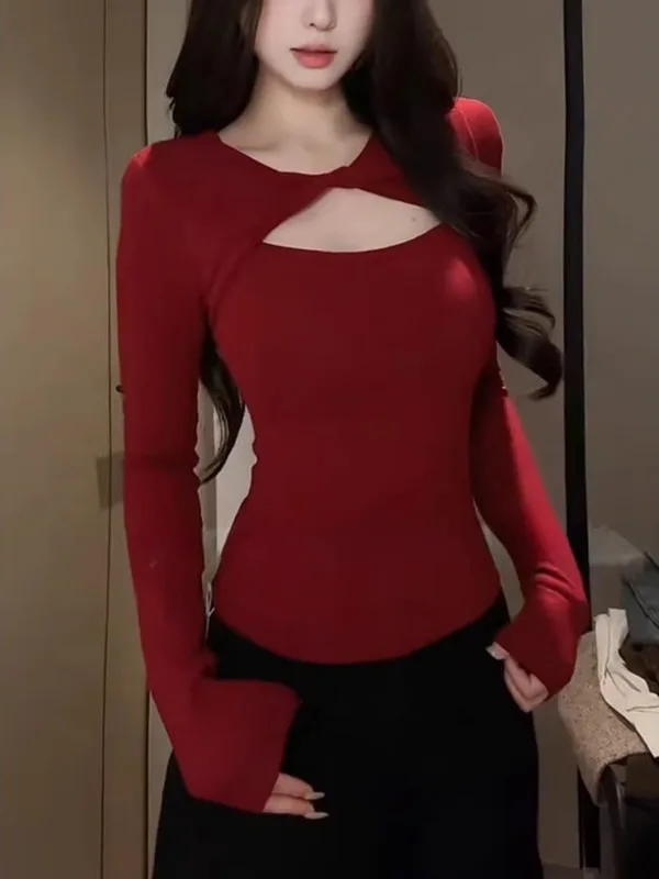 Sexy Hollow out Color Long Sleeve T-Shirt Women's Winter New Design Base Shirt Top Korean Style Slim Fit Daily Wear
Sexy Hollow out Color Long Sleeve T-Shirt Women's Winter New Design Base Shirt Top Korean Style Slim Fit Daily Wear