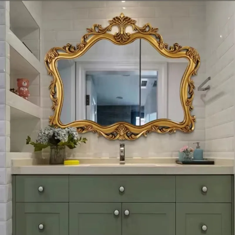 European retro bathroom mirror engraving wall-mounted decorative mirror makeup mirror
European retro bathroom mirror engraving wall-mounted decorative mirror makeup mirror