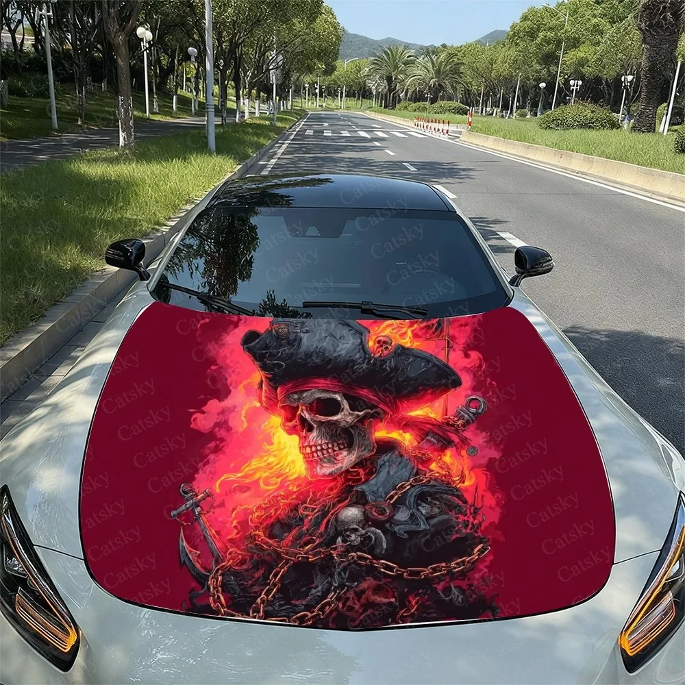This striking car hood wrap features a fierce pirate skull engulfed in flames, set against a bold red background. Perfect for ad
This striking car hood wrap features a fierce pirate skull engulfed in flames, set against a bold red background. Perfect for ad