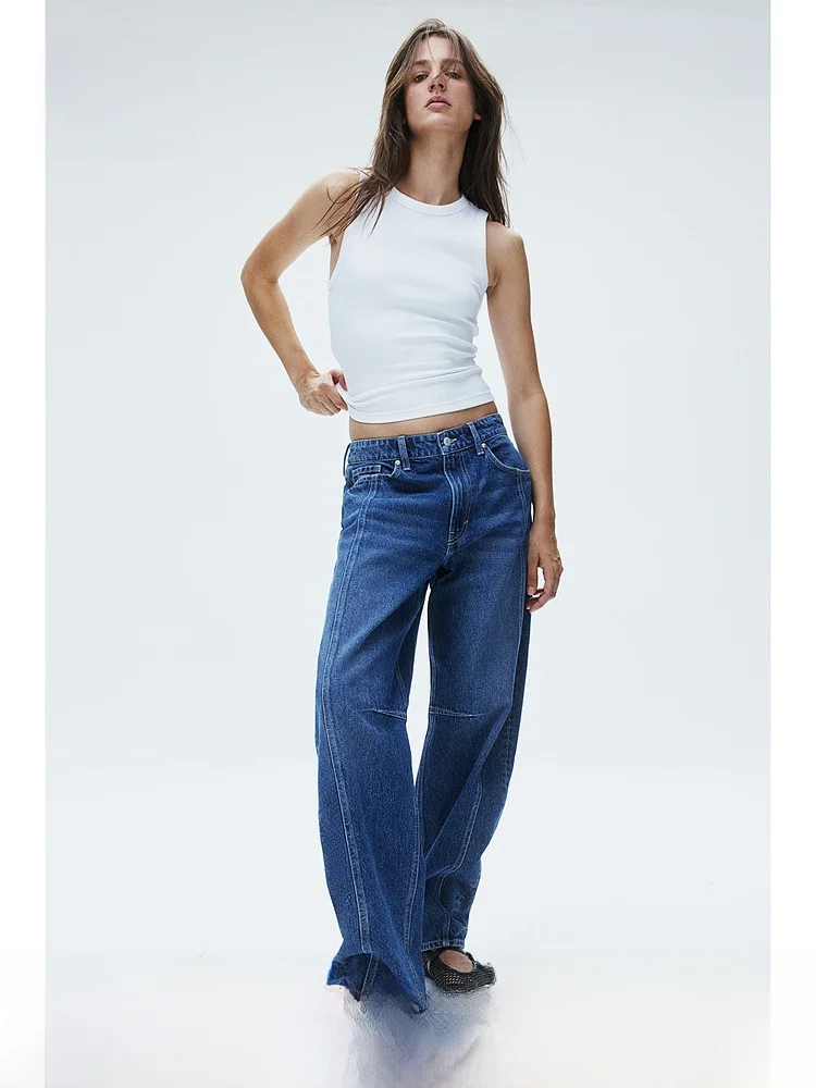 H&M Women's Casual Wide Leg Jeans Retro Straight Cut mid Waist Tapered Simple Long Pants Comfortable Cotton Blend Autumn Wear
H&M Women's Casual Wide Leg Jeans Retro Straight Cut mid Waist Tapered Simple Long Pants Comfortable Cotton Blend Autumn Wear