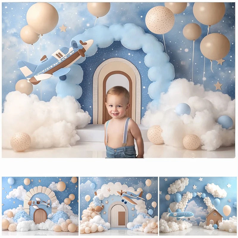 LS Photography Background Baby Shower Cake Smash Kids Birthday Portrait Photo Backdrop Sky Clouds Airplane Balloon Decor Props
LS Photography Background Baby Shower Cake Smash Kids Birthday Portrait Photo Backdrop Sky Clouds Airplane Balloon Decor Props