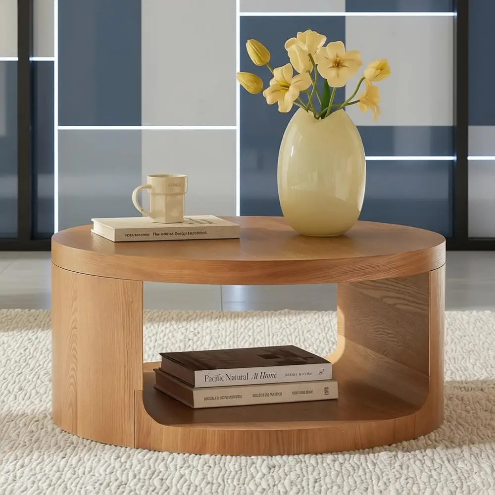 Modern 2-Tier Round Coffee Table with Storage, 31.5 Diameter, Wooden Living Room Furniture
Modern 2-Tier Round Coffee Table with Storage, 31.5 Diameter, Wooden Living Room Furniture