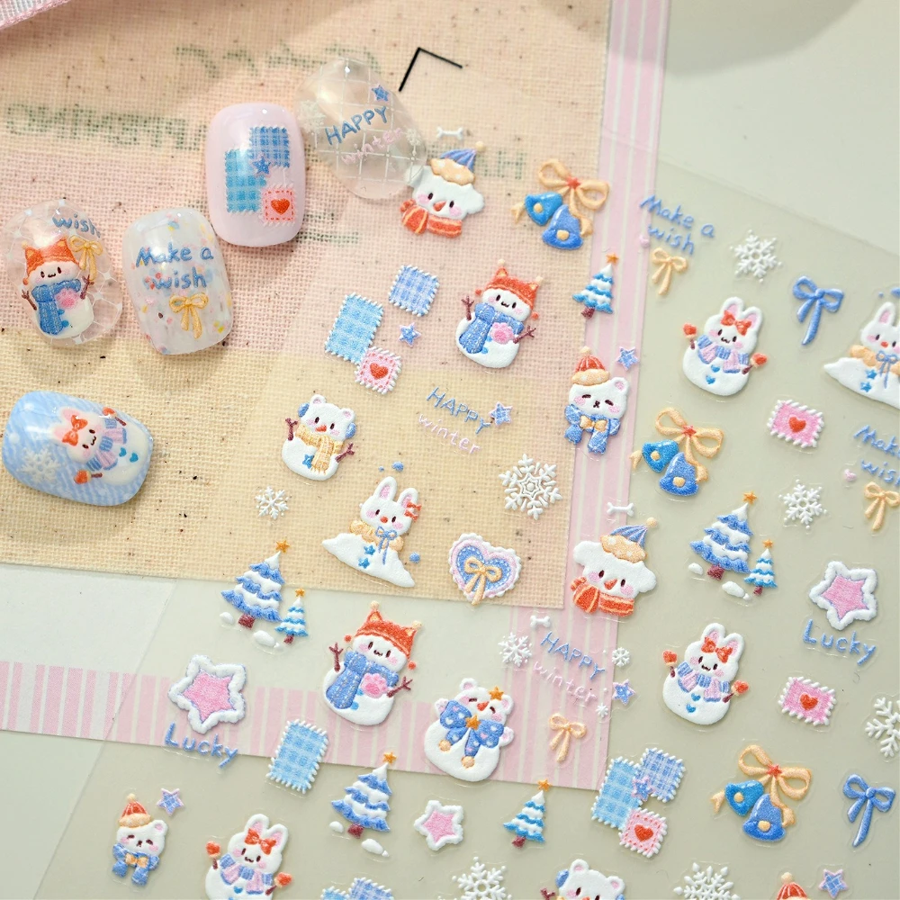 Lovely Bear Rabbit Snowman Christmas Tree Bowknot Bell Snowflake 5D Embossed Nail Art Stickers Xmas Patchwork Manicure Decals
Lovely Bear Rabbit Snowman Christmas Tree Bowknot Bell Snowflake 5D Embossed Nail Art Stickers Xmas Patchwork Manicure Decals