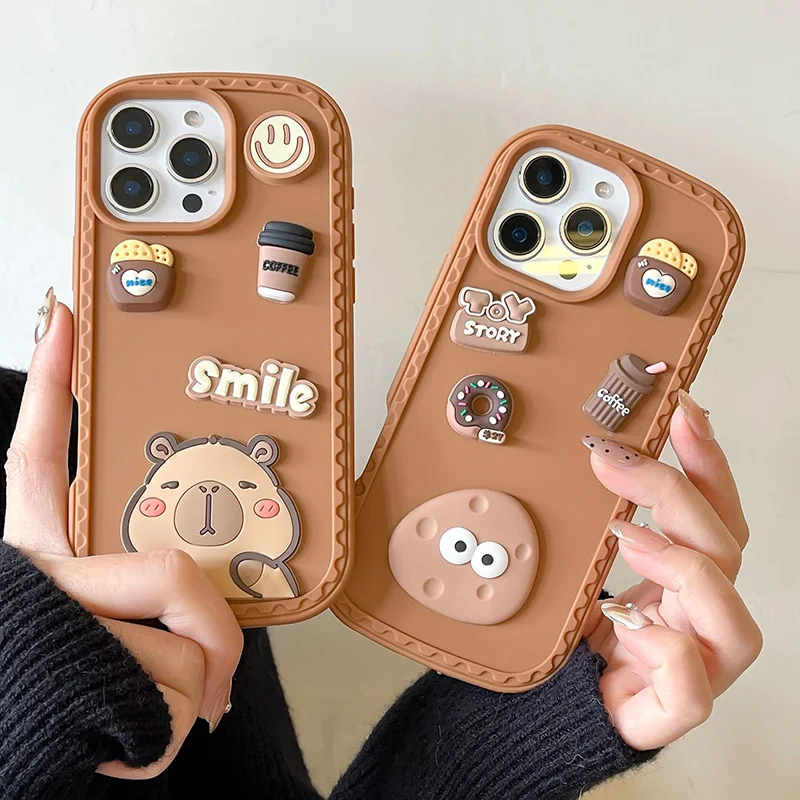 Suitable for Iphone Capybara Phone Case Cute 3D Cartoon Coffee Cookie Design Soft Silicone Protective Cover for IPhone Kawaii
Suitable for Iphone Capybara Phone Case Cute 3D Cartoon Coffee Cookie Design Soft Silicone Protective Cover for IPhone Kawaii