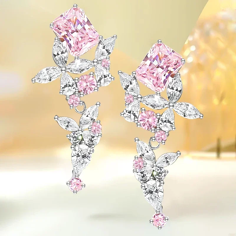 Fashionable S925 Sterling Silver Earrings Set with Artificial Pink Diamonds Light Luxury Earrings Versatile Wedding Jewelry
Fashionable S925 Sterling Silver Earrings Set with Artificial Pink Diamonds Light Luxury Earrings Versatile Wedding Jewelry