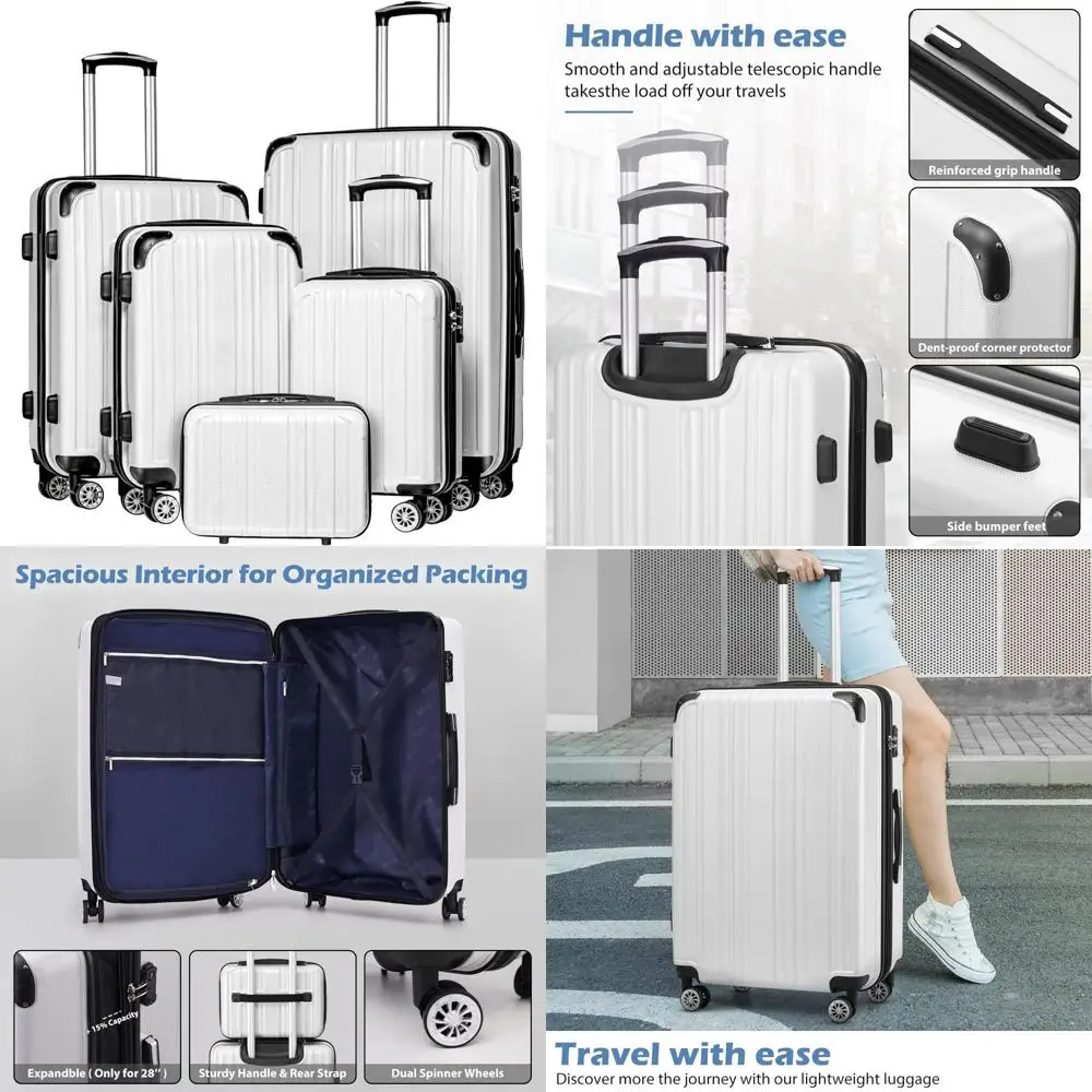 расширяемый набор чемоданов из 5 предметов с вращающимися чемоданами размером 20 дюймов, 24 дюйма и 28 дюймов — с рисунком белой сетки.
расширяемый набор чемоданов из 5 предметов с вращающимися чемоданами размером 20 дюймов, 24 дюйма и 28 дюймов — с рисунком белой сетки.