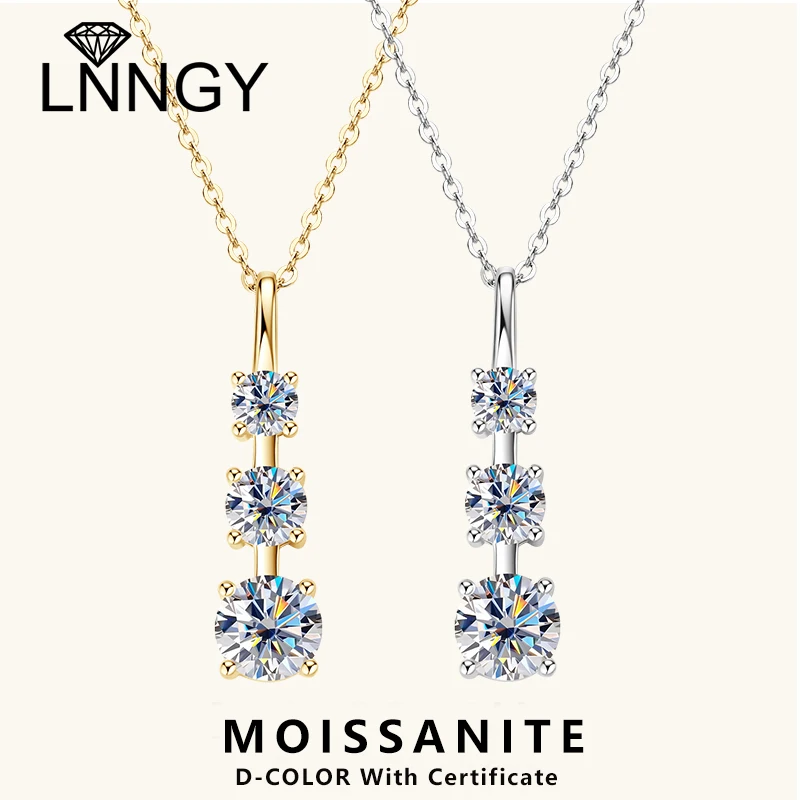 Lnngy 6.5mm&5mm&4mm Moissanite Necklace 925 Sterling Silver Three Stone Pendant Necklaces For Women Pass Diamond Test Jewelry
Lnngy 6.5mm&5mm&4mm Moissanite Necklace 925 Sterling Silver Three Stone Pendant Necklaces For Women Pass Diamond Test Jewelry