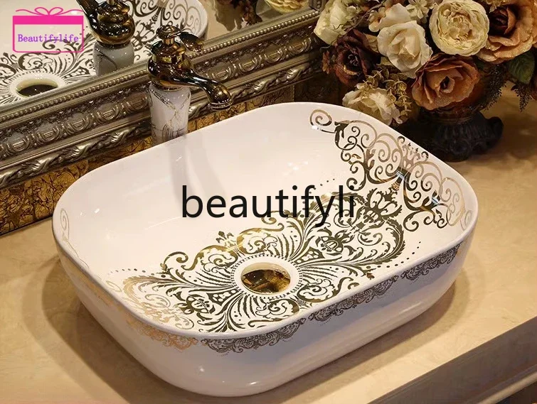 YL European square counter basin art ceramic basin
YL European square counter basin art ceramic basin