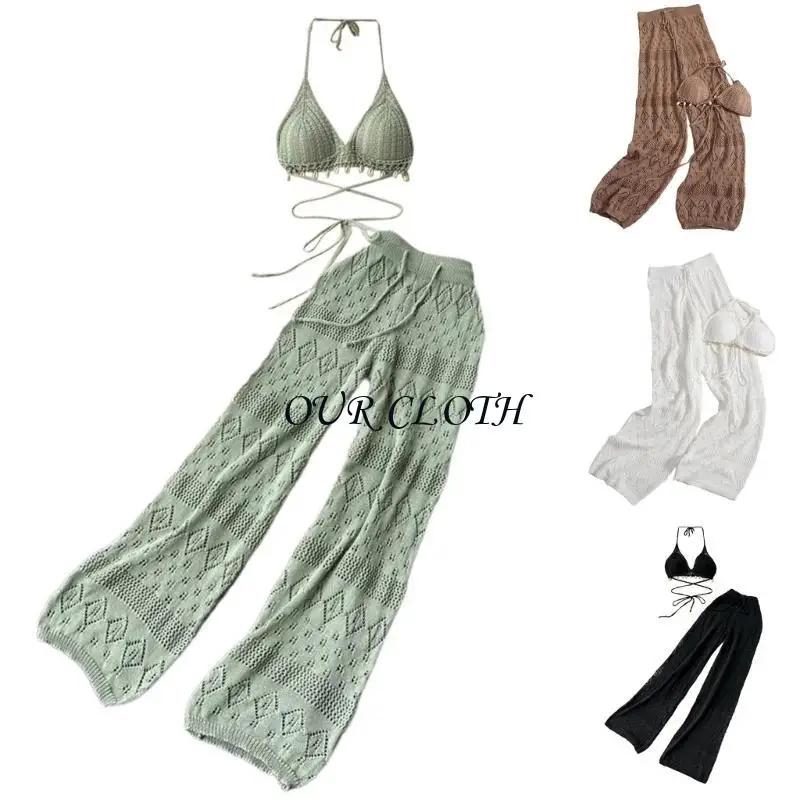 Женский комплект из 2 предметов, вязаный крючком бикини, бюстгальтер и длинные брюки с высокой талией на шнурке, комплект для
Женский комплект из 2 предметов, вязаный крючком бикини, бюстгальтер и длинные брюки с высокой талией на шнурке, комплект для