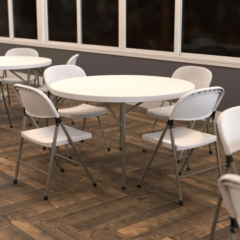 White Granite Plastic Folding HeavyDuty Table with 4 White Folding Chairs Set Perfect for Restaurant Wedding Cafe
White Granite Plastic Folding HeavyDuty Table with 4 White Folding Chairs Set Perfect for Restaurant Wedding Cafe