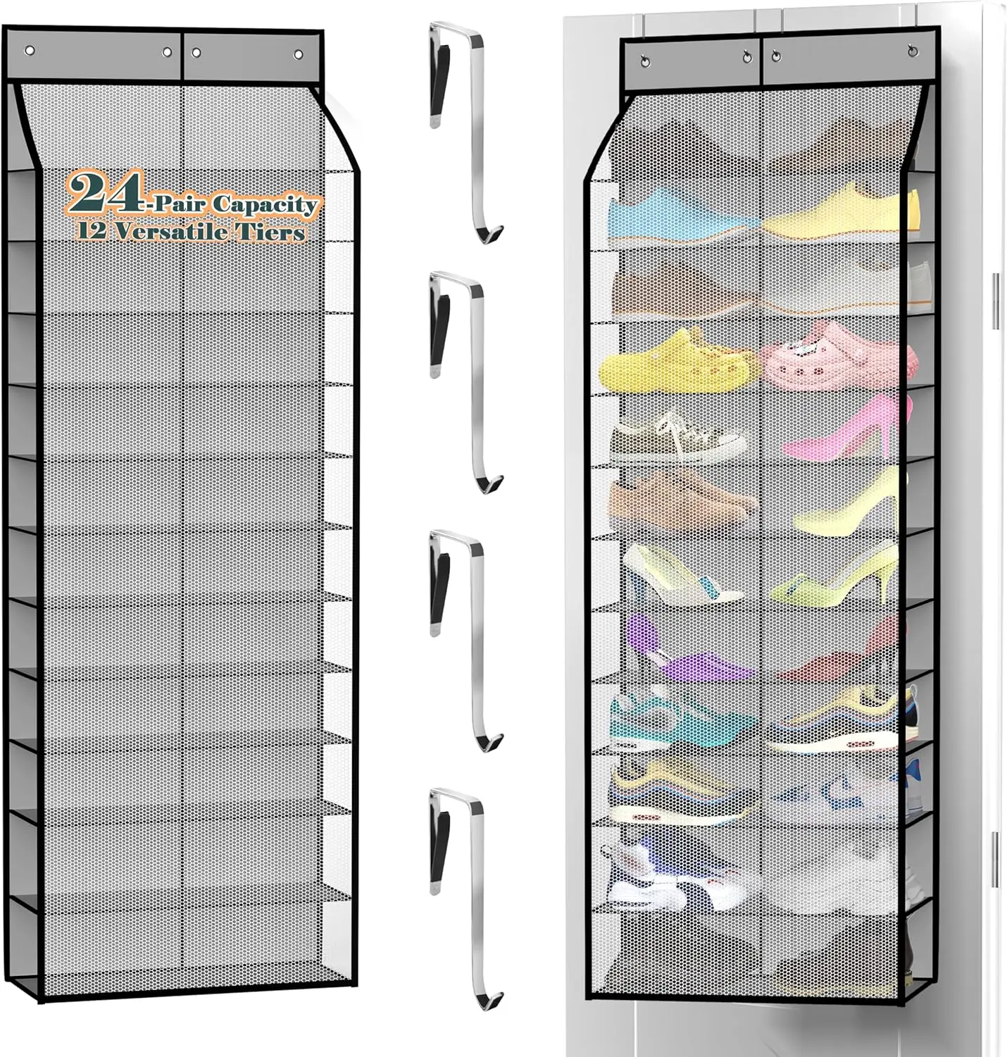 24-Pair Over Door Shoe Organizer for Family & Kids, Double Sided | Hanging Storage for Sneakers, Boots, Toys & Room Orga
24-Pair Over Door Shoe Organizer for Family & Kids, Double Sided | Hanging Storage for Sneakers, Boots, Toys & Room Orga