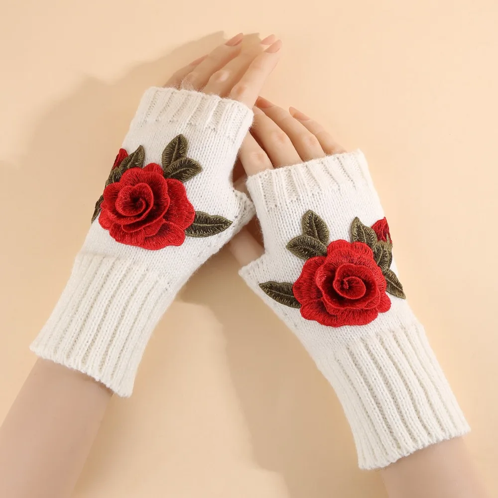 Gift Vintage Embroidery Knitted Gloves Half Finger Thick Winter Wool Gloves Waterproof Warm Fingerless Gloves Outdoor
Gift Vintage Embroidery Knitted Gloves Half Finger Thick Winter Wool Gloves Waterproof Warm Fingerless Gloves Outdoor