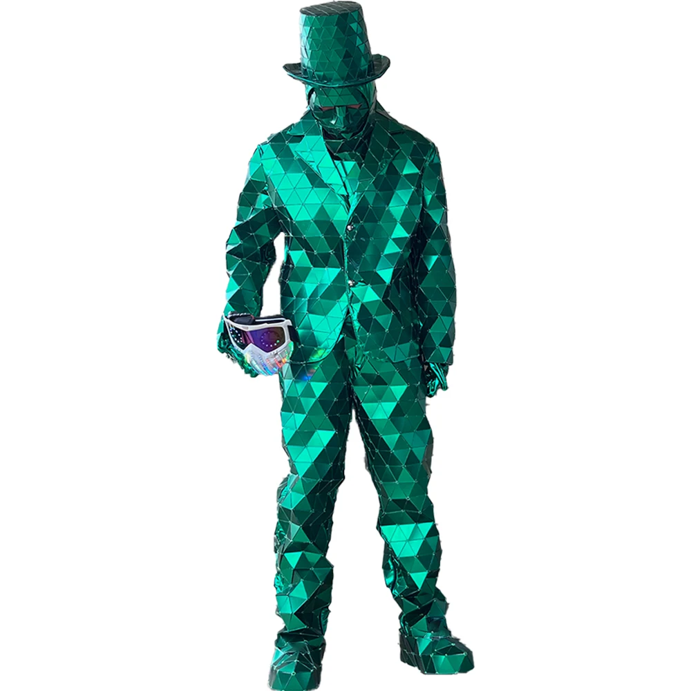 New Green Mirror Man Hand Sewn Show Suit Stage Dress Performance Halloween Mask Cosplay Christmas Costumes Silver Red Gold Blue
New Green Mirror Man Hand Sewn Show Suit Stage Dress Performance Halloween Mask Cosplay Christmas Costumes Silver Red Gold Blue