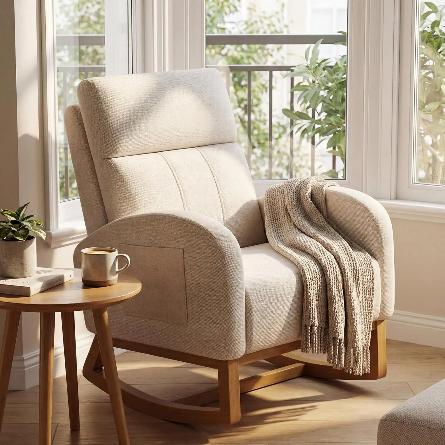 #Comfy High Backrest Upholstered Glider Rocking Chair with Side Pocket for Living Room Bedroom Nursery Office
#Comfy High Backrest Upholstered Glider Rocking Chair with Side Pocket for Living Room Bedroom Nursery Office