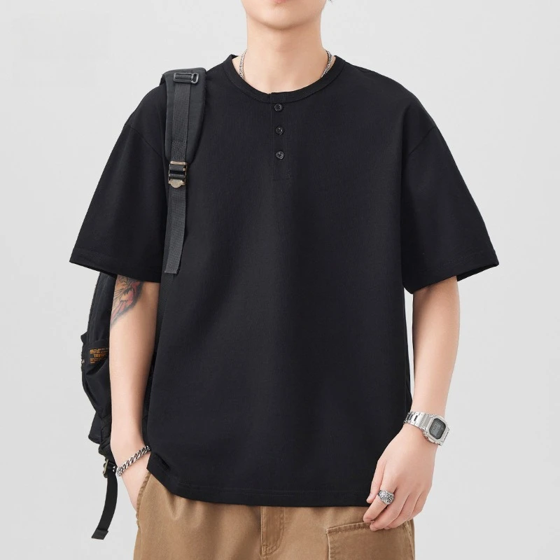 American Retro Heavy T-shirt Men's Pure Cotton Tube Weaving T-shirt Henry Collar Unisex Short Sleeved Shirt
American Retro Heavy T-shirt Men's Pure Cotton Tube Weaving T-shirt Henry Collar Unisex Short Sleeved Shirt