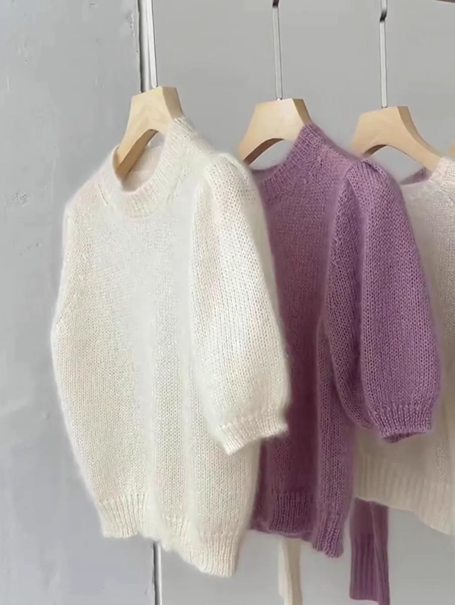 New 2025 Women's Half High Collar Sweater T-shirt Loose Soft Short Knitted Women's Pure Wool Hooded Short Sleeve Summer Sweater
New 2025 Women's Half High Collar Sweater T-shirt Loose Soft Short Knitted Women's Pure Wool Hooded Short Sleeve Summer Sweater