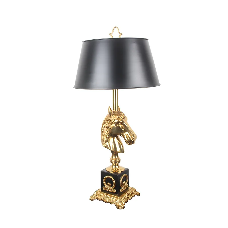 All copper table lamp horse head, retro indoor living room bedroom, study copper lampshade, personalized marble table lamp
All copper table lamp horse head, retro indoor living room bedroom, study copper lampshade, personalized marble table lamp