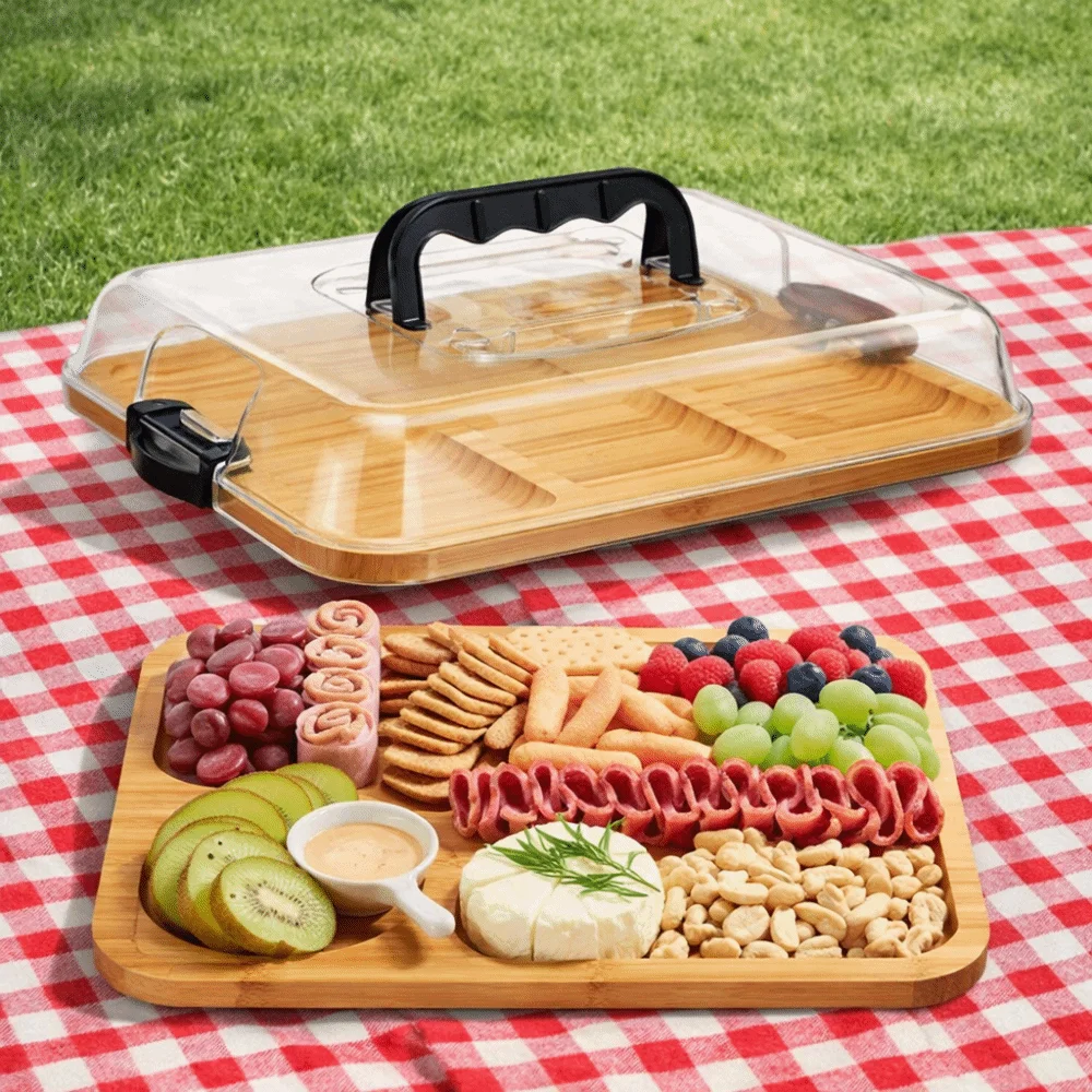 Multipurpose Wooden Charcuterie Board Square Durable Cheese Tray Transparent Acrylic Lid Cheese Platter Camping
Multipurpose Wooden Charcuterie Board Square Durable Cheese Tray Transparent Acrylic Lid Cheese Platter Camping