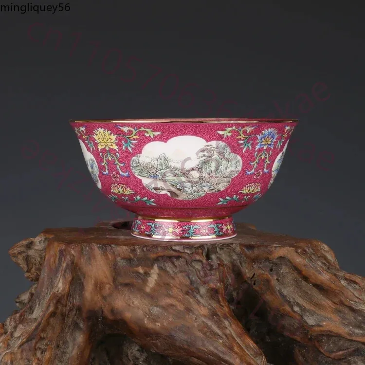 Qing Dynasty Qianlong Year Mark Bowl Pastel Landscape Painting Gold Flower
Qing Dynasty Qianlong Year Mark Bowl Pastel Landscape Painting Gold Flower