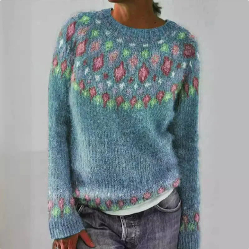 Loose Crew Neck Color Block Knit Sweater, Plus Size Women's Top, Geometric Pattern Polyester Casual Wear
Loose Crew Neck Color Block Knit Sweater, Plus Size Women's Top, Geometric Pattern Polyester Casual Wear