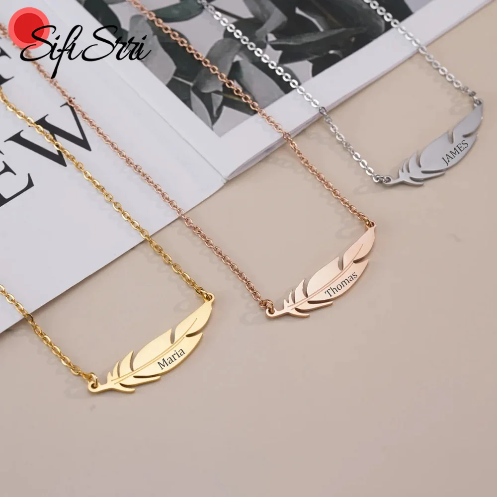 Sifisrri Engrave Name Necklace for Women Stainless Steel Jewelry Feather Pendant Choker Chain Personalized Family Birthday Gift
Sifisrri Engrave Name Necklace for Women Stainless Steel Jewelry Feather Pendant Choker Chain Personalized Family Birthday Gift