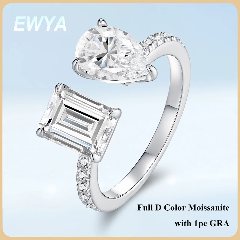 EWYA Pear Emerald Cut GRA Certified D Color Full Moissanite Engagement Ring for Women 925 Silver Wedding Party Bridal Rings Band
EWYA Pear Emerald Cut GRA Certified D Color Full Moissanite Engagement Ring for Women 925 Silver Wedding Party Bridal Rings Band