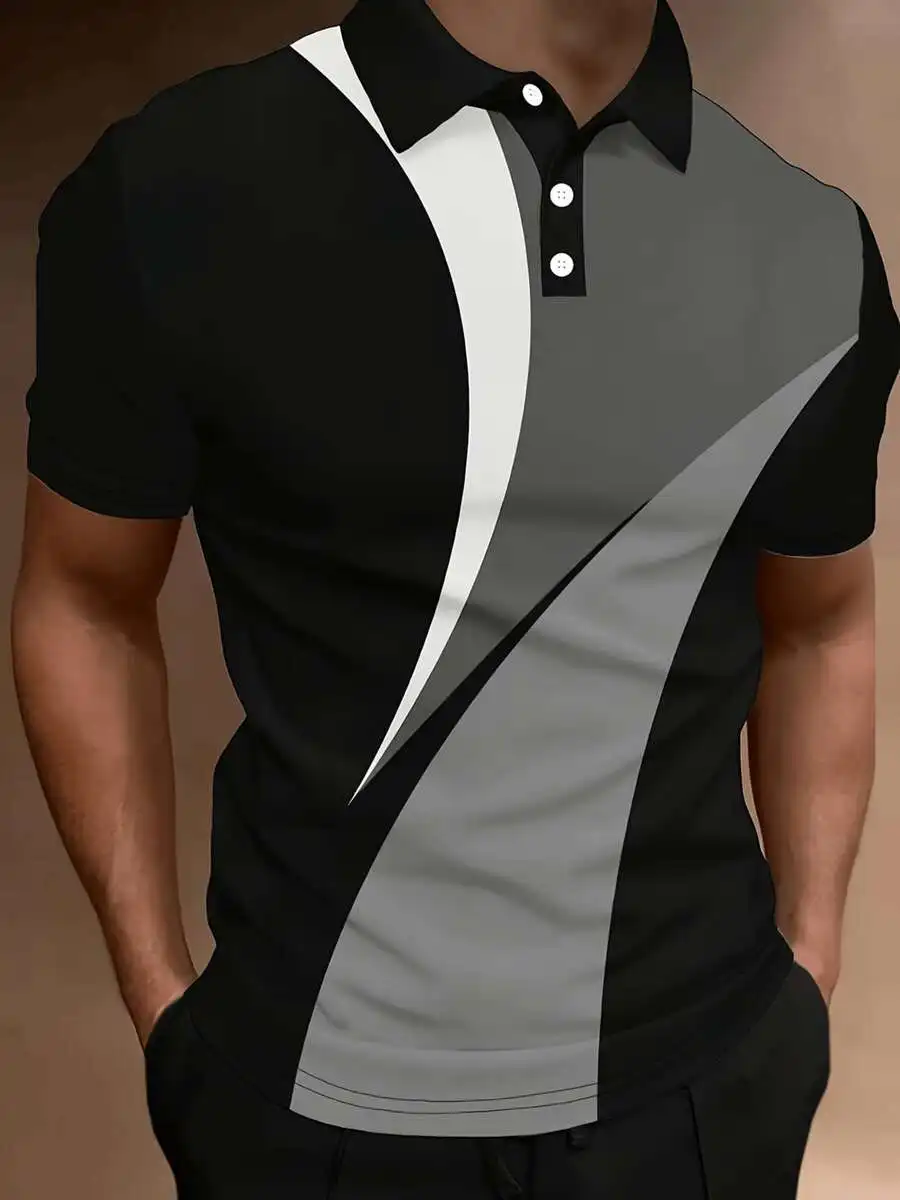 Mens Casual Short Sleeve Shirt With Gray White Geometric Wave Print
Mens Casual Short Sleeve Shirt With Gray White Geometric Wave Print