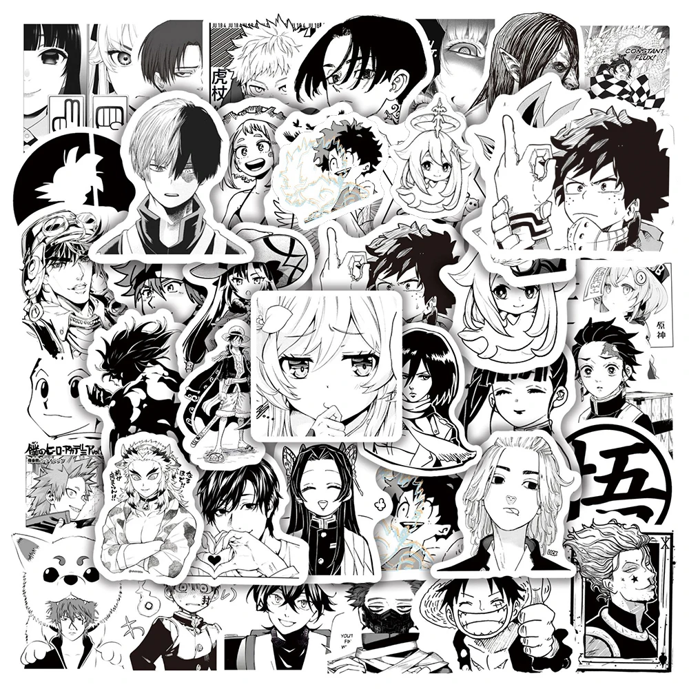 10/30/50pcs Japanese Black White Anime Stickers Classic Manga Sticker Packing Laptop Guitar Phone Bike Cartoon Character Decals
10/30/50pcs Japanese Black White Anime Stickers Classic Manga Sticker Packing Laptop Guitar Phone Bike Cartoon Character Decals