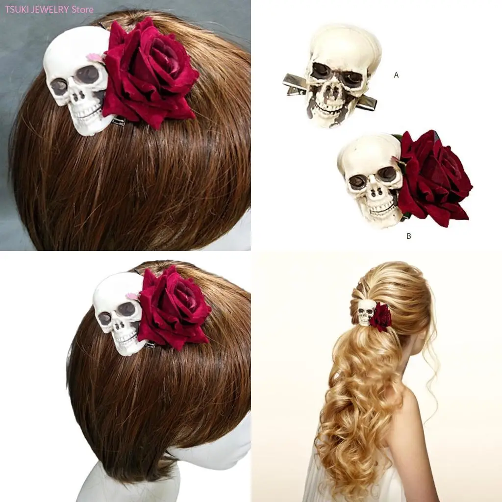 62KE Skull Flower Hairclip for Halloween Party Women Gothic Cosplay Hairpin Dark Series Lady Skull Hair Clip Hair Accessories
62KE Skull Flower Hairclip for Halloween Party Women Gothic Cosplay Hairpin Dark Series Lady Skull Hair Clip Hair Accessories