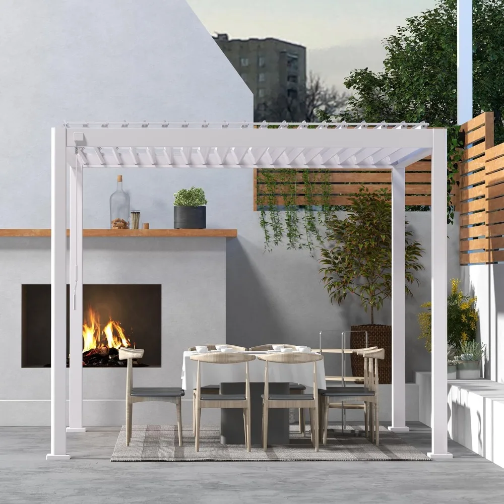 111S Round Louvered Pergola Gazebo, 10Ft X 10Ft, Full Aluminum Frame, Adjustable Roof, Outdoor, Durable, White Garden Buildings
111S Round Louvered Pergola Gazebo, 10Ft X 10Ft, Full Aluminum Frame, Adjustable Roof, Outdoor, Durable, White Garden Buildings