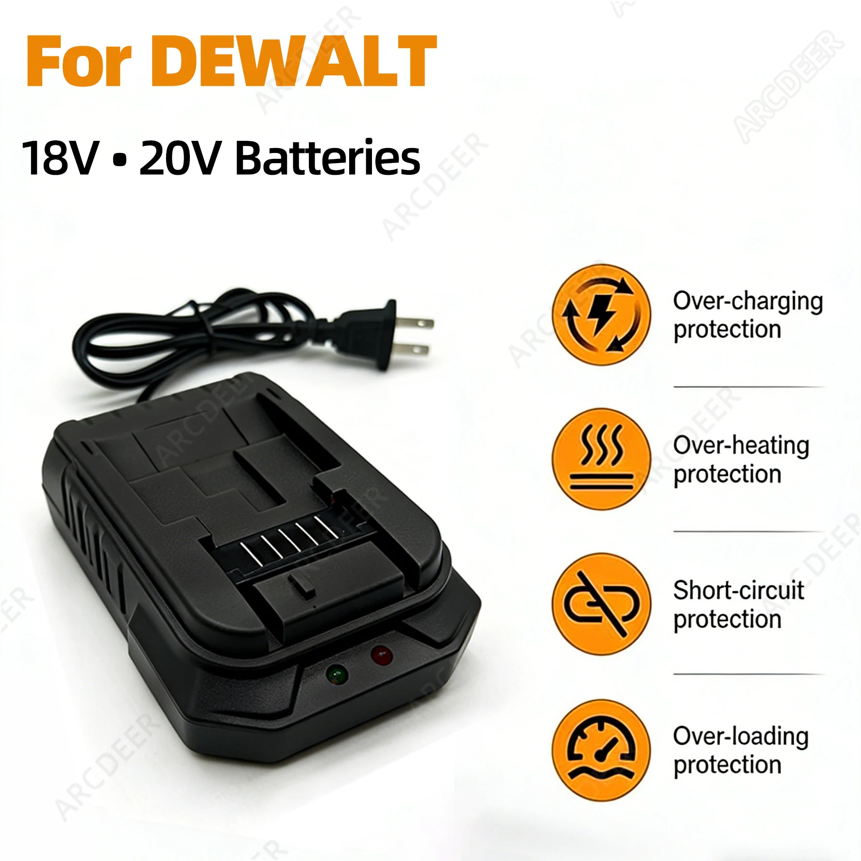 Зарядное устройство для литиевых аккумуляторов 1.8A для Dewalt 18V 20V DCB206 DCB205 DCB204 DCB203, для аккумуляторных инструментов DEWALT.
Зарядное устройство для литиевых аккумуляторов 1.8A для Dewalt 18V 20V DCB206 DCB205 DCB204 DCB203, для аккумуляторных инструментов DEWALT.