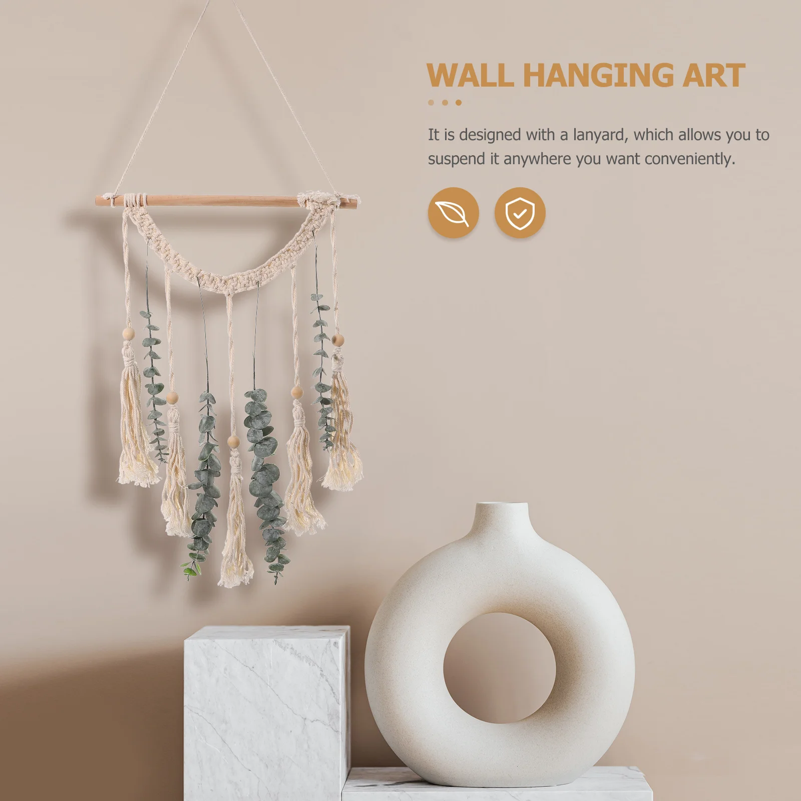 1Set Macrame Woven Wood Bead Wall Hanging Artificial Leaf Decor for Living Room Bedroom Party Banquet Background 
1Set Macrame Woven Wood Bead Wall Hanging Artificial Leaf Decor for Living Room Bedroom Party Banquet Background