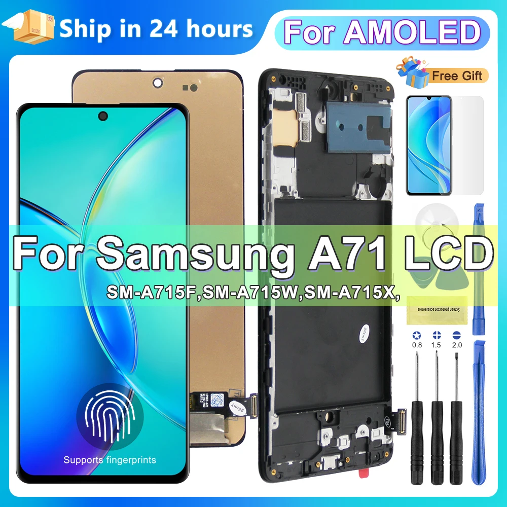 A71 Display Screen Replacement, for Samsung Galaxy A71 A715 A715F Lcd Display Digital Touch Screen with Frame for Samsung A715
A71 Display Screen Replacement, for Samsung Galaxy A71 A715 A715F Lcd Display Digital Touch Screen with Frame for Samsung A715